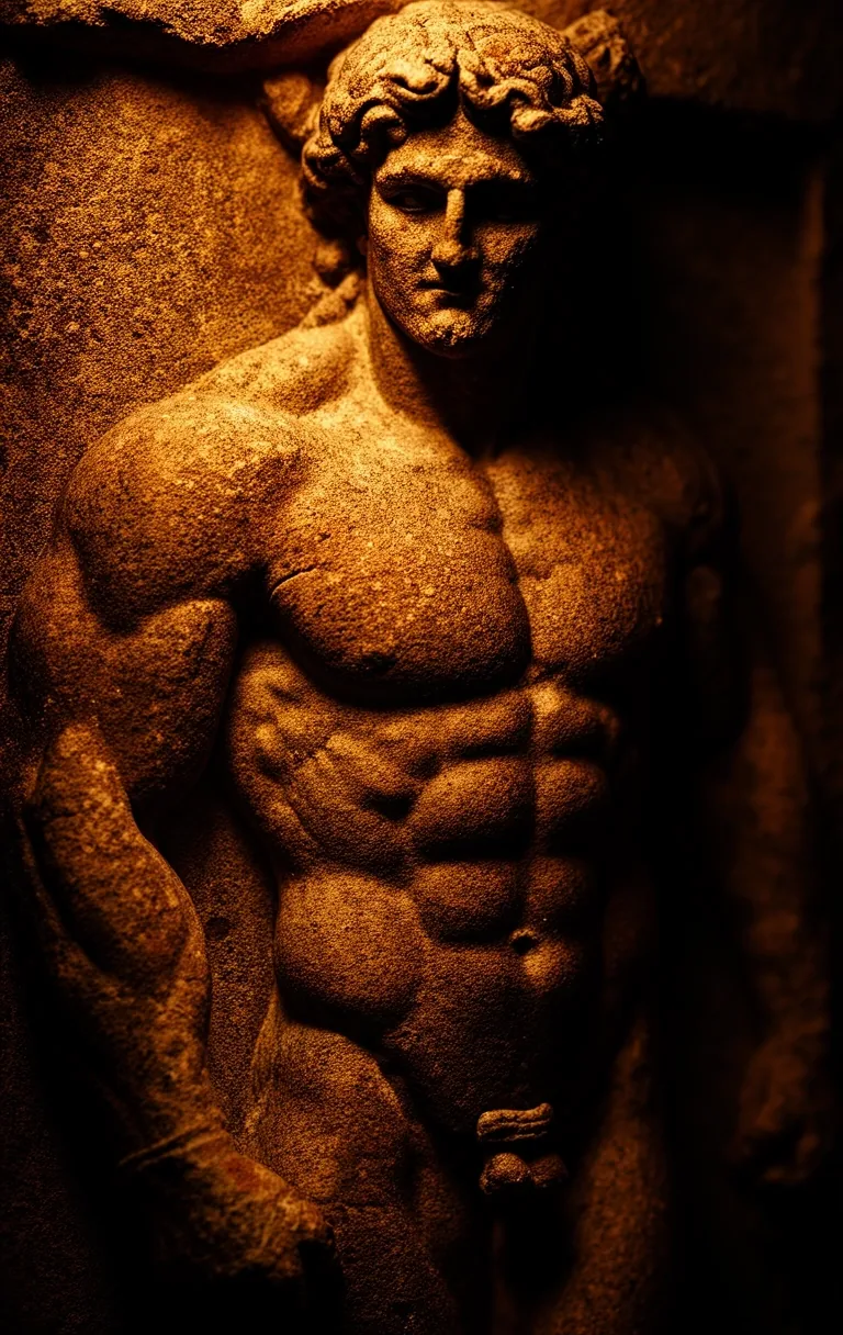 Relieve antiguo de fuerza masculina